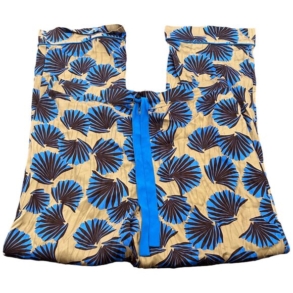 DVF Diane von Furstenberg Veronica Trousers Pants Women's 12 Fan Print Wide Leg - Picture 3 of 8